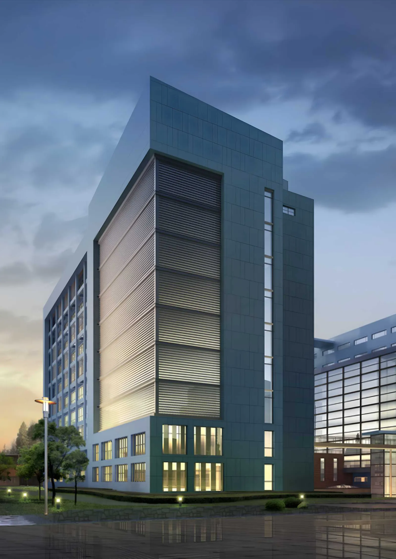 Building with central air conditioning